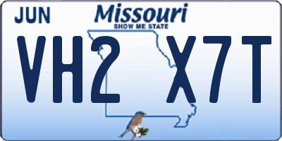 MO license plate VH2X7T