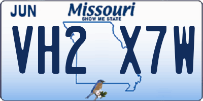 MO license plate VH2X7W