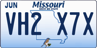 MO license plate VH2X7X