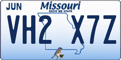 MO license plate VH2X7Z