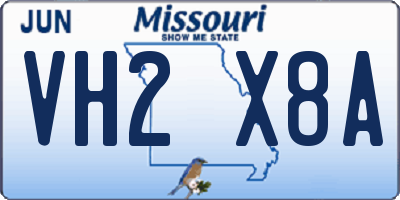 MO license plate VH2X8A