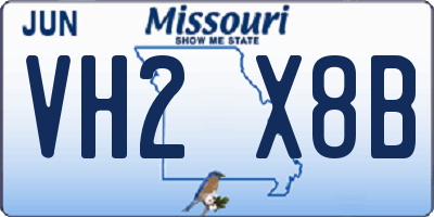 MO license plate VH2X8B