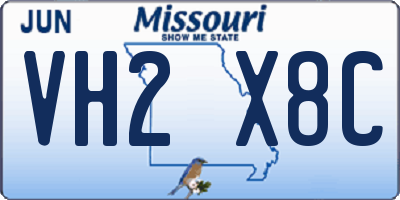 MO license plate VH2X8C