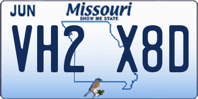 MO license plate VH2X8D