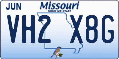 MO license plate VH2X8G
