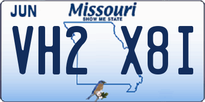 MO license plate VH2X8I