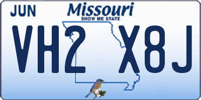 MO license plate VH2X8J