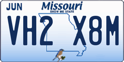 MO license plate VH2X8M