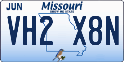MO license plate VH2X8N