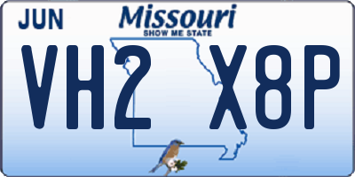 MO license plate VH2X8P