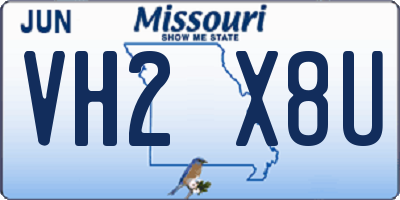 MO license plate VH2X8U