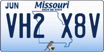 MO license plate VH2X8V