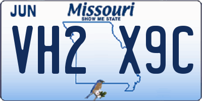 MO license plate VH2X9C