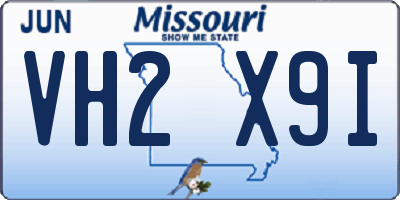 MO license plate VH2X9I