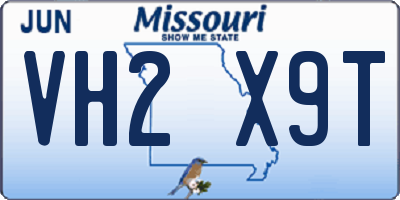 MO license plate VH2X9T