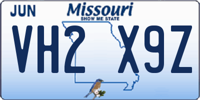 MO license plate VH2X9Z