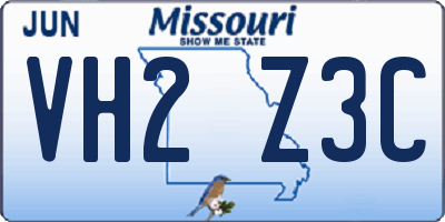 MO license plate VH2Z3C