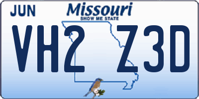 MO license plate VH2Z3D
