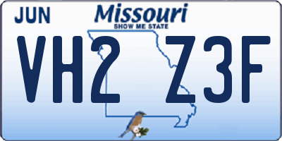 MO license plate VH2Z3F