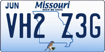 MO license plate VH2Z3G