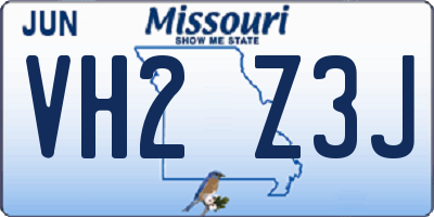 MO license plate VH2Z3J