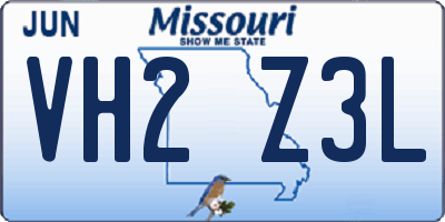 MO license plate VH2Z3L