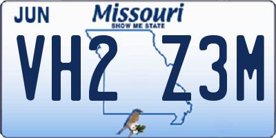 MO license plate VH2Z3M