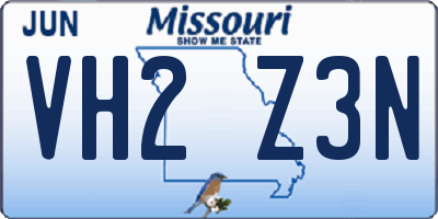 MO license plate VH2Z3N