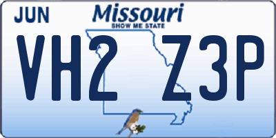 MO license plate VH2Z3P