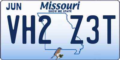 MO license plate VH2Z3T