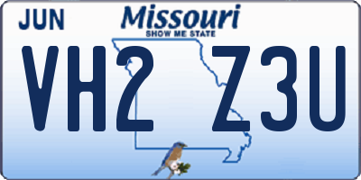MO license plate VH2Z3U