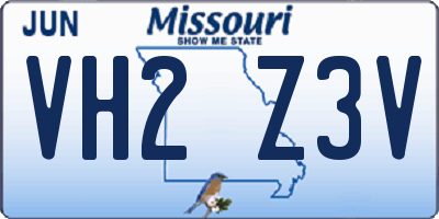 MO license plate VH2Z3V