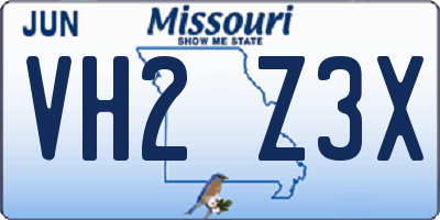 MO license plate VH2Z3X