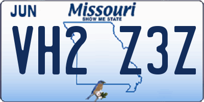 MO license plate VH2Z3Z
