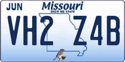MO license plate VH2Z4B