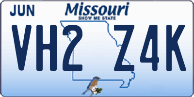 MO license plate VH2Z4K