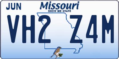 MO license plate VH2Z4M
