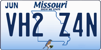 MO license plate VH2Z4N