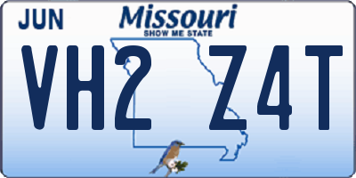 MO license plate VH2Z4T