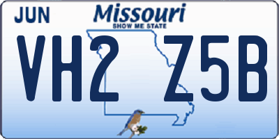 MO license plate VH2Z5B