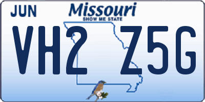 MO license plate VH2Z5G