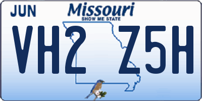 MO license plate VH2Z5H