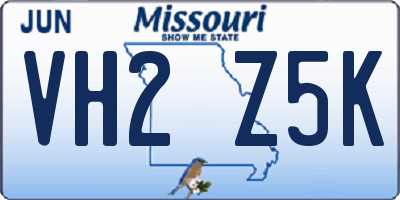 MO license plate VH2Z5K
