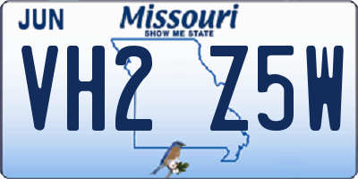 MO license plate VH2Z5W
