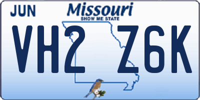 MO license plate VH2Z6K