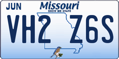 MO license plate VH2Z6S