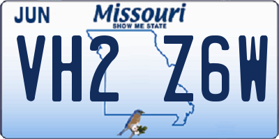 MO license plate VH2Z6W