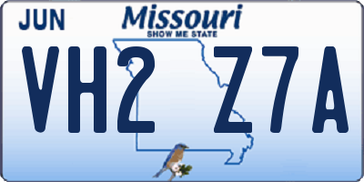 MO license plate VH2Z7A
