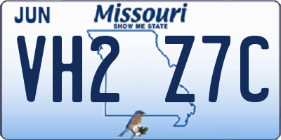 MO license plate VH2Z7C