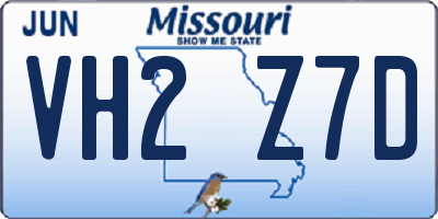 MO license plate VH2Z7D